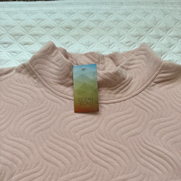NWT Ocean + Coast Quilted Textured Cozy Mock Neck Sweatshirt Pink Plus Size 4X - Picture 2 of 12